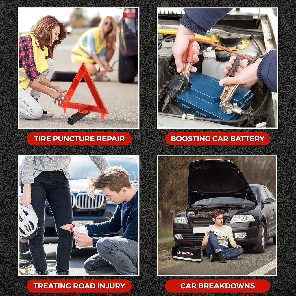 156-Piece Multipurpose Emergency Car Kit with Automotive Tools and First Aid Kit Y93036