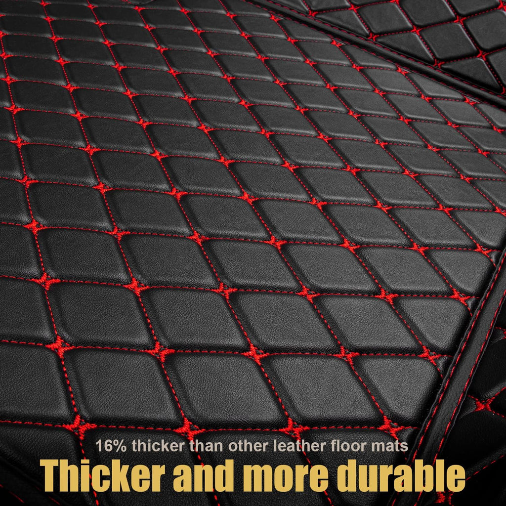Leather Car Floor Mats Custom Fit 1st & 2nd Row Black X51723