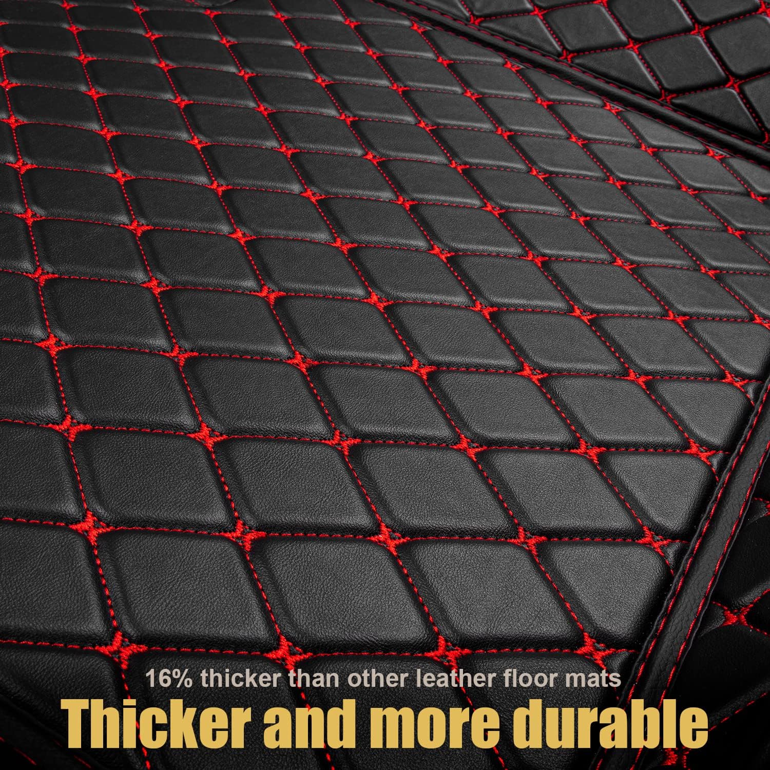 Leather Car Floor Mats Custom Fit 1st & 2nd Row Black X51723