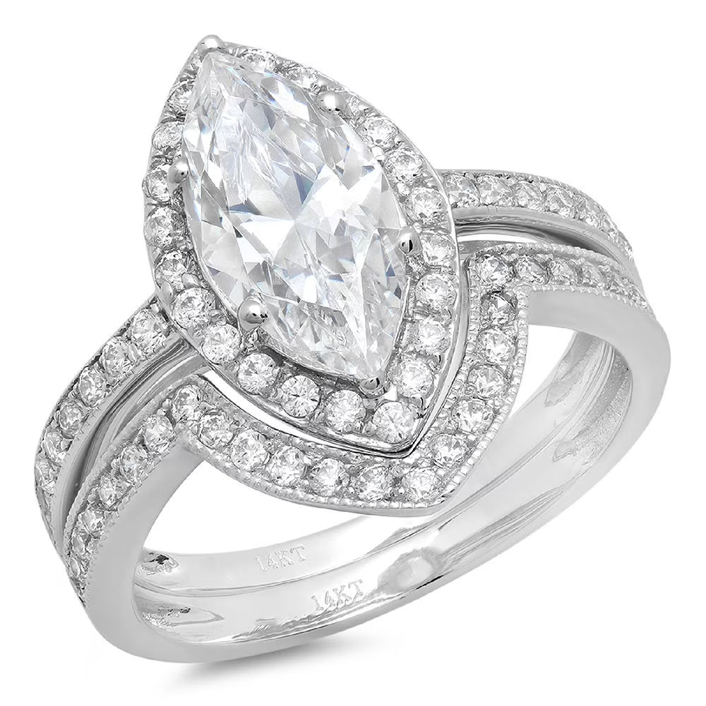 18K White Gold Halo Diamond Engagement Ring N16407