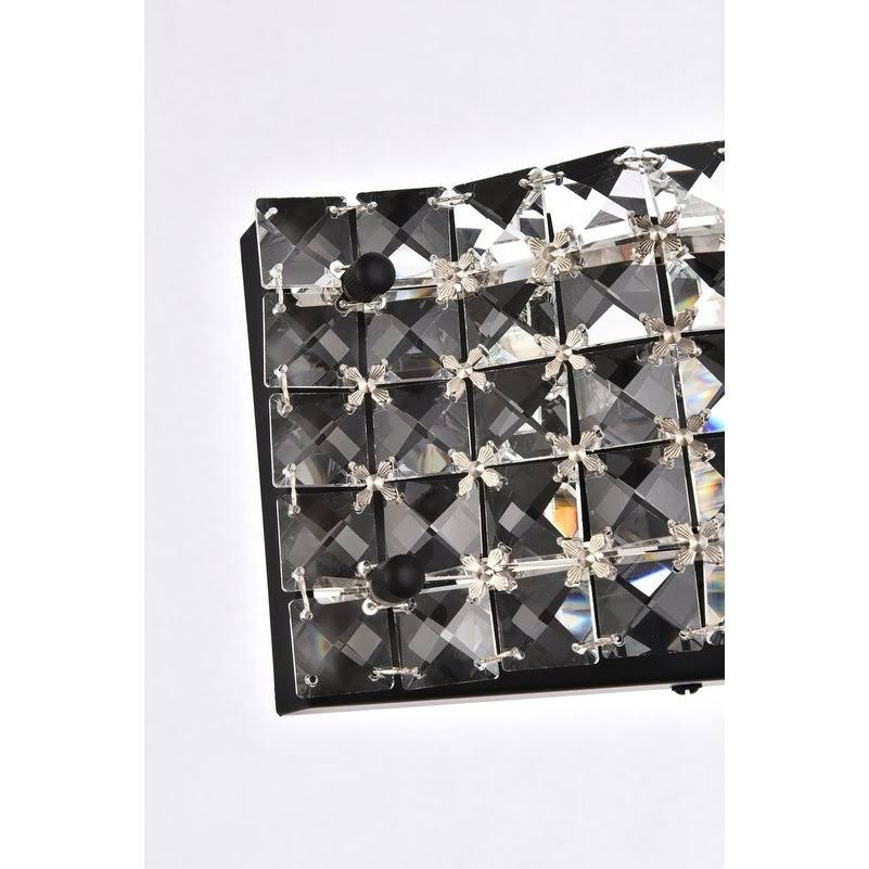 3 Light Bath Sconce with Clear Crystals Black Y66866