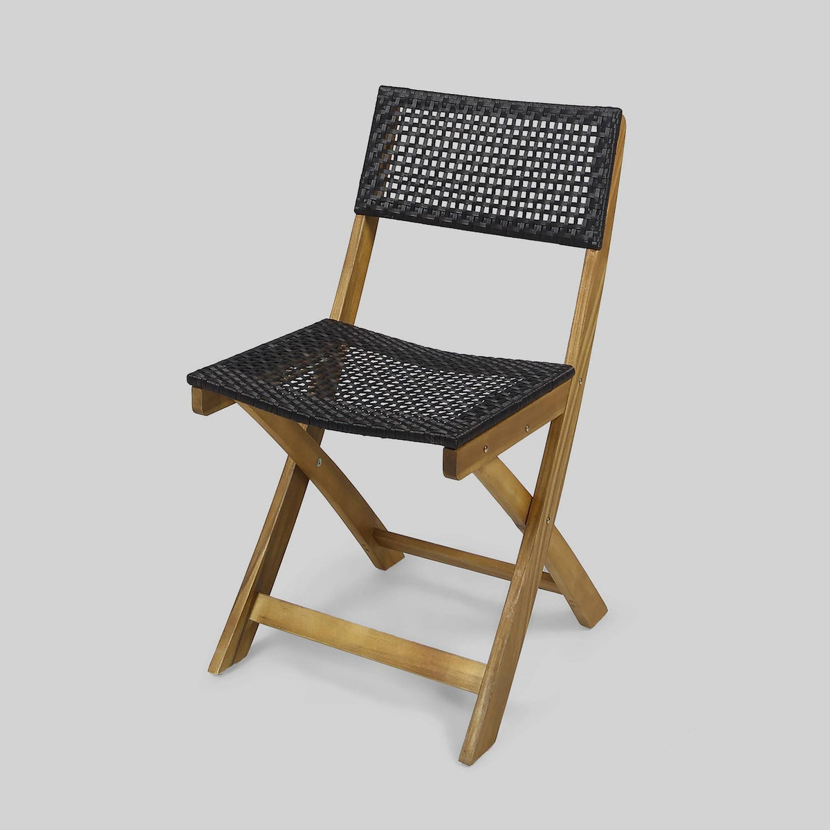 2pk Acacia Wood Foldable Patio Bistro Chairs Teak H580624