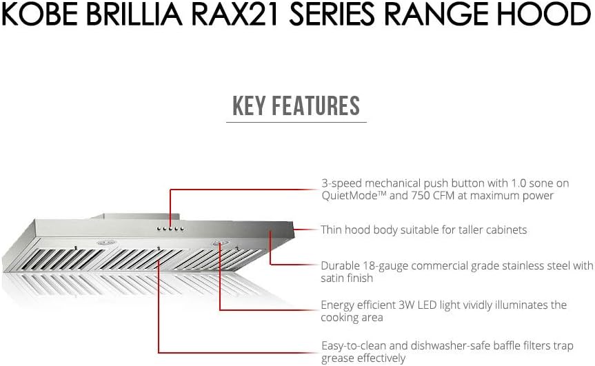 36-inch Under Cabinet Range Hood, 3-Speed, 750 CFM, Baffle Filters H577651