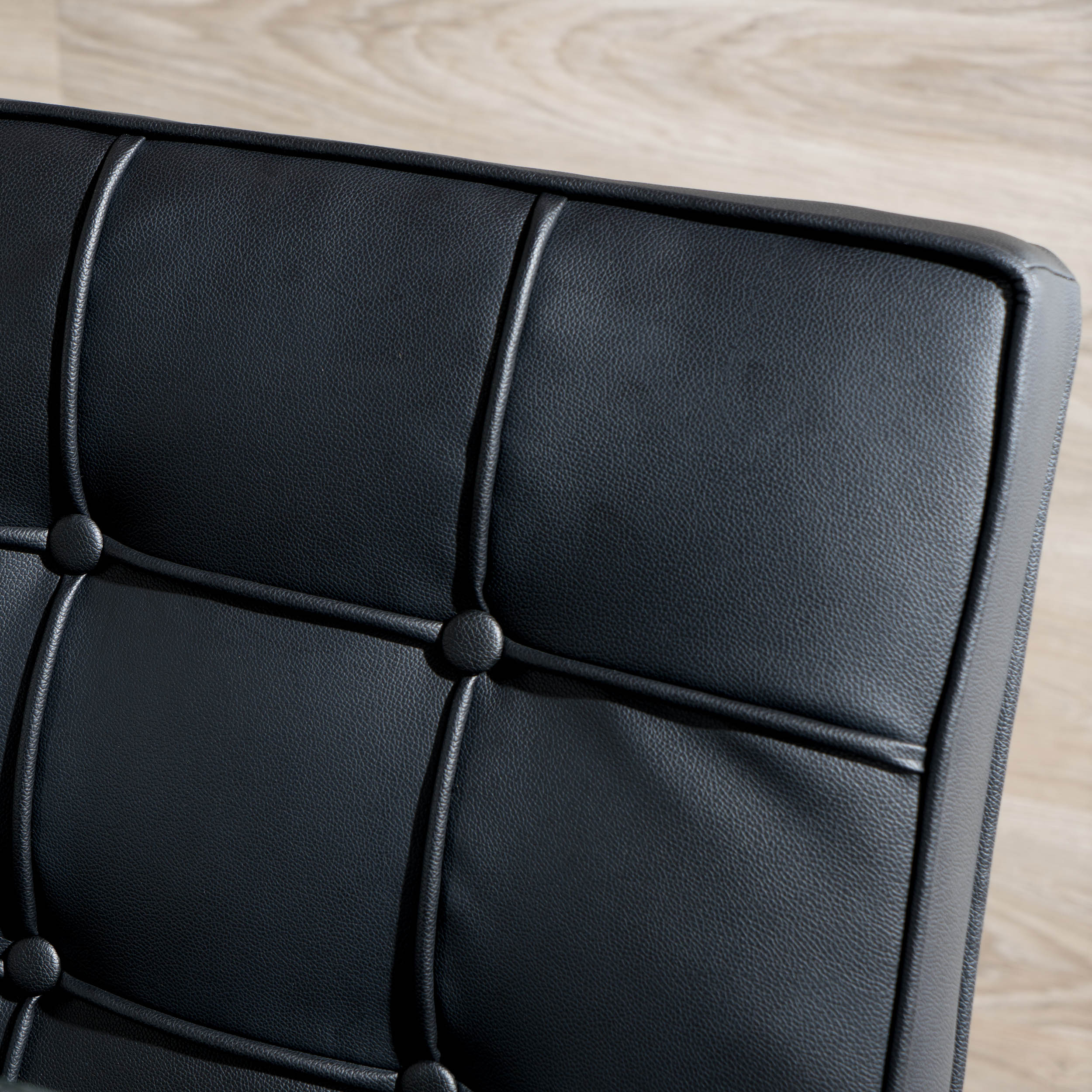 Black Bonded Leather Dining Chairs, Set of 2 O4527