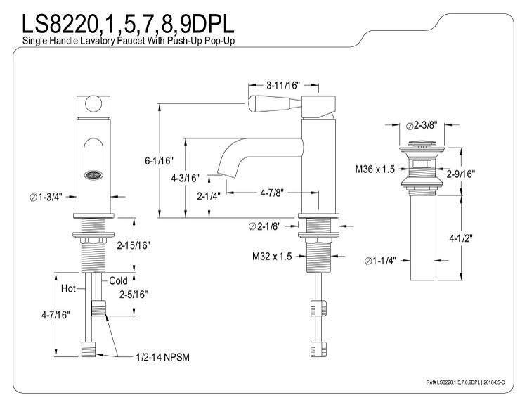 Matte Black Single Hole Bathroom Faucet with Drain Assembly F884565