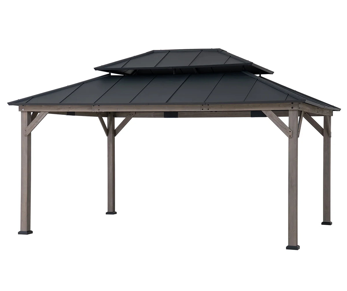 12x16 ft. Steel Hardtop Gazebo with 2-tier Metal Roof J851