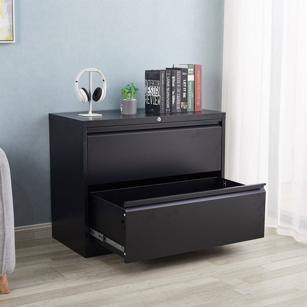 White 2-Drawer Lateral File Cabinet with Lock I15560