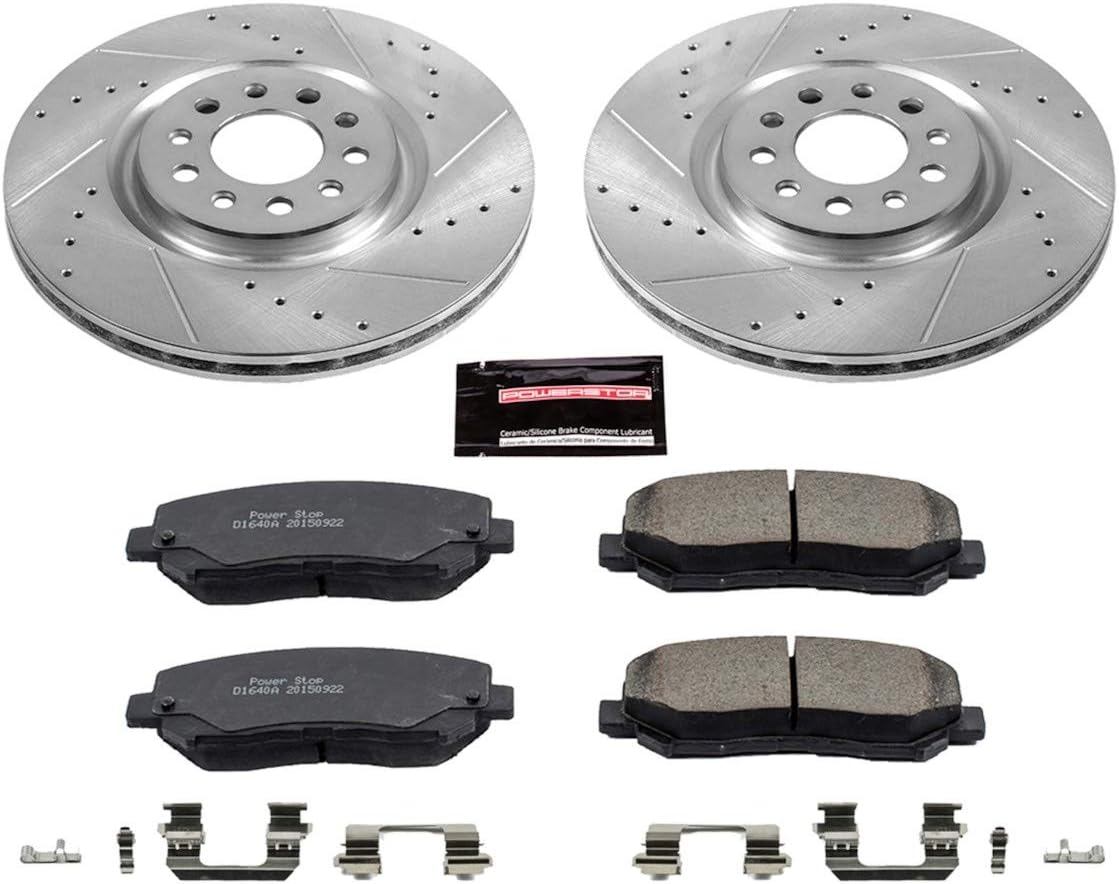 Carbon Fiber Brake Pads with Drilled & Slotted Brake Rotors Kit B8623