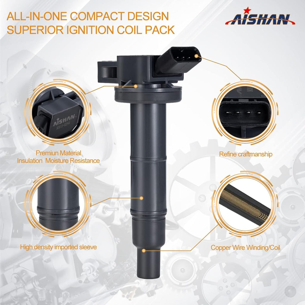 Set of 4 Ignition Coil Pack Compatible with 2001-2012 Camry Corolla RAV4 Solara Highlander HS250h TC xB 2.0L 2.4L L4 S7199