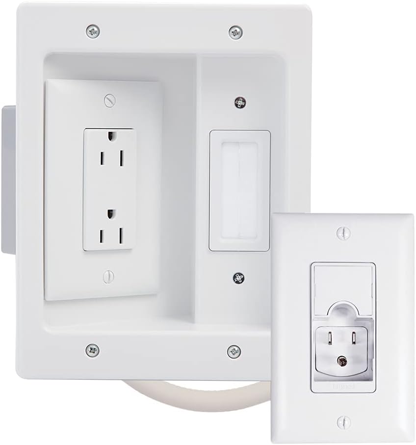 White Recessed In Wall TV Power & Cable Management Kit, Pack of 2 S822929