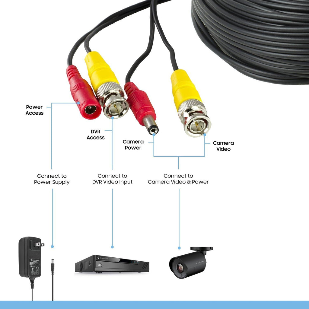 100 Feet Pre-Made Siamese BNC CCTV Security Camera Cable with Two Female Connectors L4610