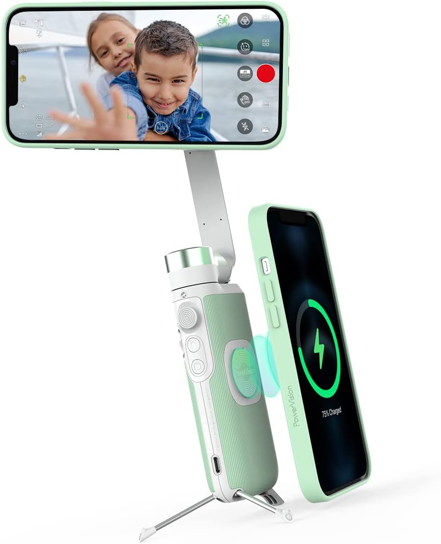 3-Axis Smartphone Gimbal with Built-in Tripod, Green, Pack of 2 Z930065
