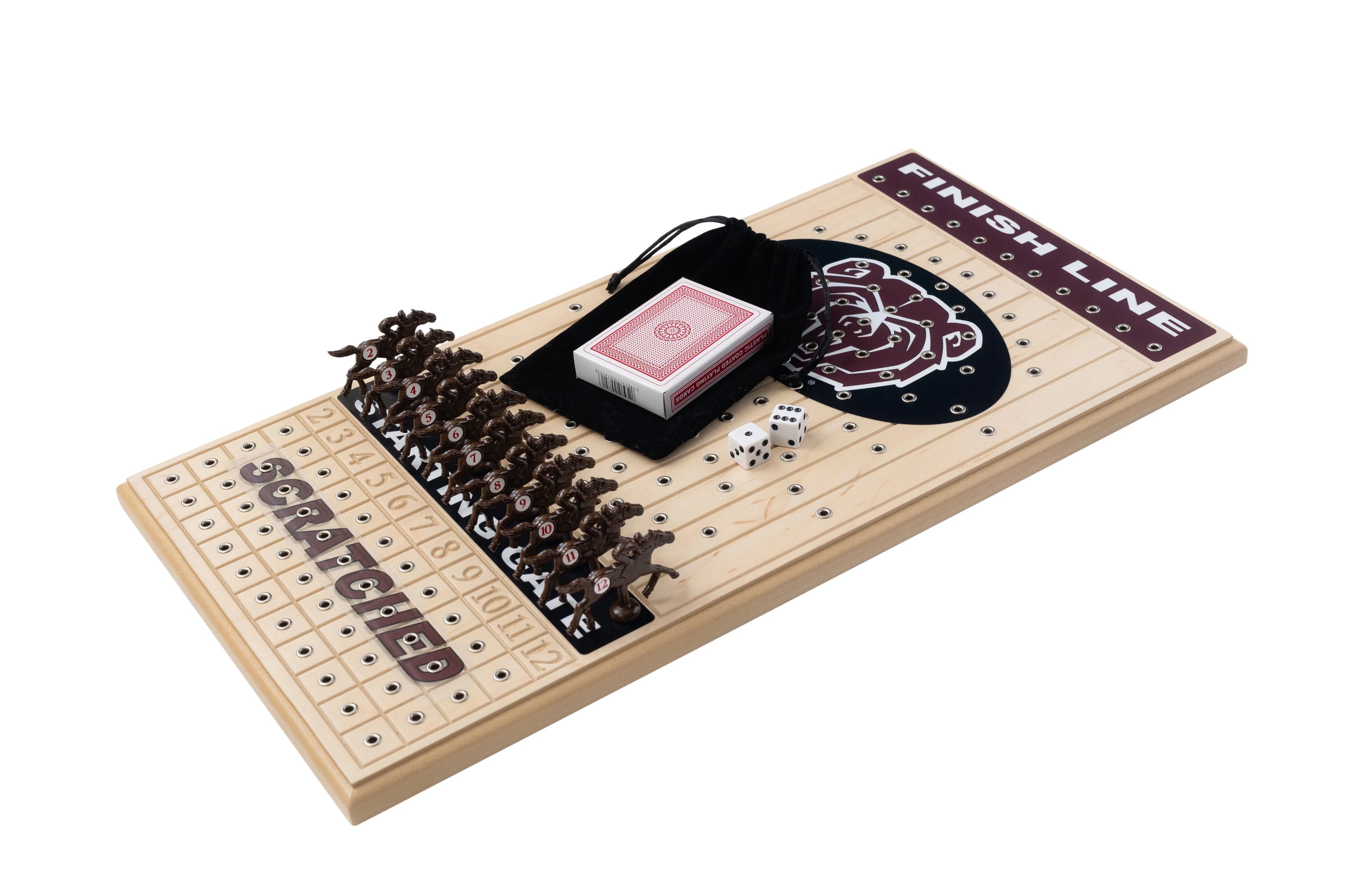 Handcrafted Maple Horseracing Party Board Game Y648