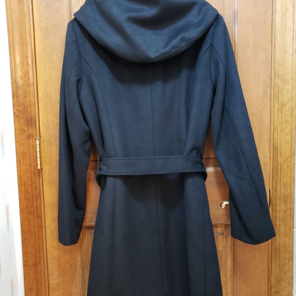 Wool Blend Zip Hooded Coat Black 10 M58610
