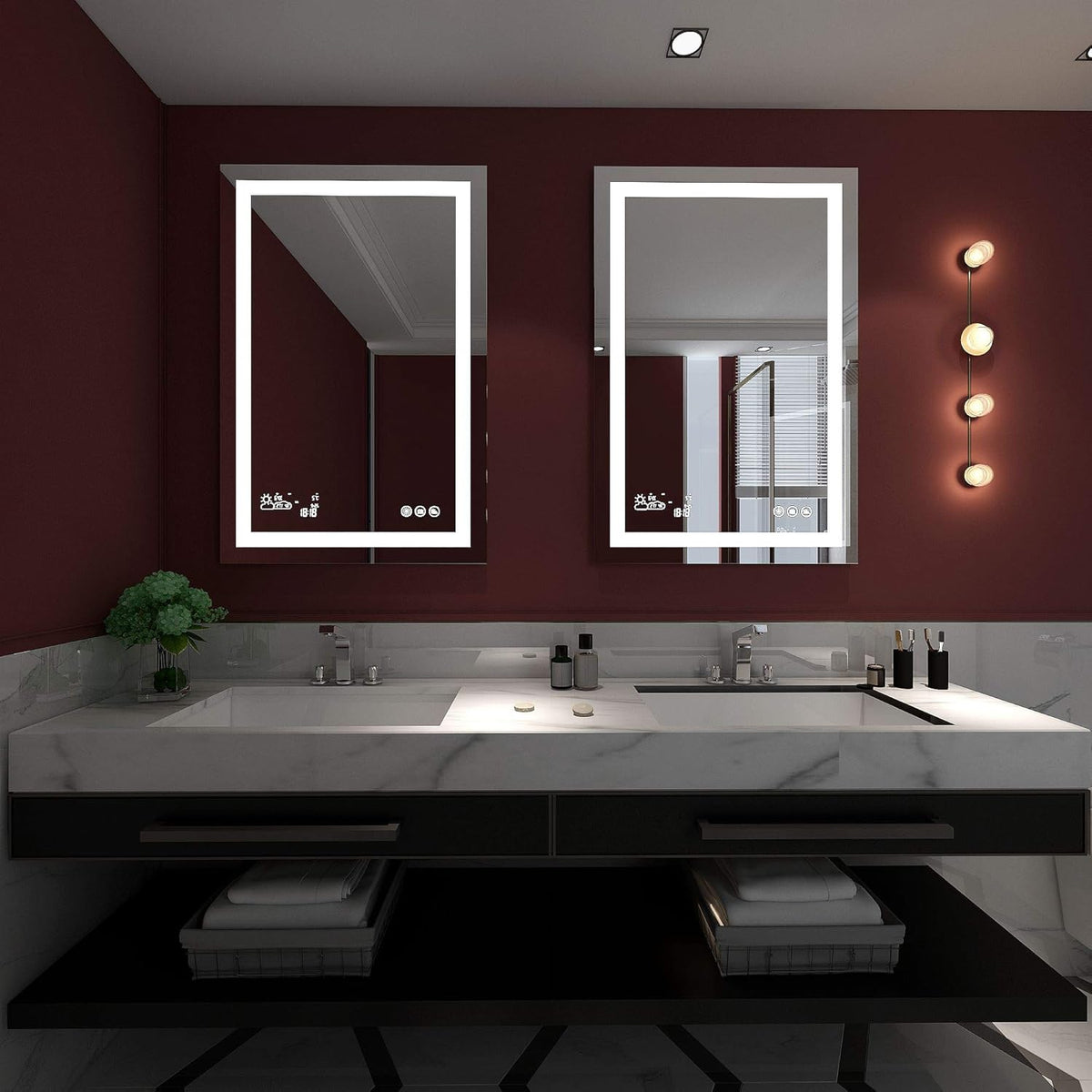 Dimmable Lighted Bathroom Mirror with Defogger and Memory Touch Switch S6625