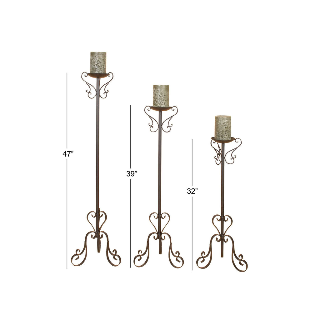 Metal 47-Inch, 39-Inch, 32-Inch Set of 3 Candle Holders C89378