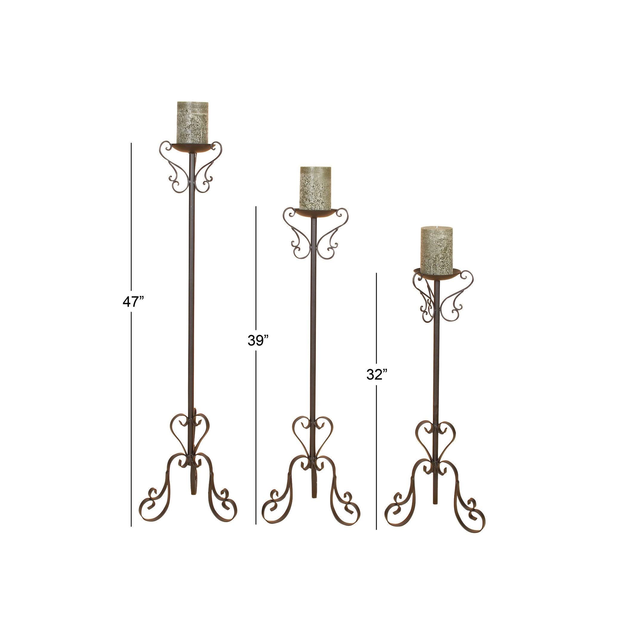 Metal 47-Inch, 39-Inch, 32-Inch Set of 3 Candle Holders C89378