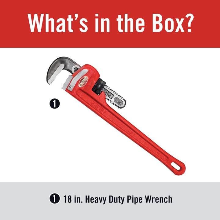 18-inch Heavy-Duty Straight Pipe Wrench, Red, Pack of 2 G458797