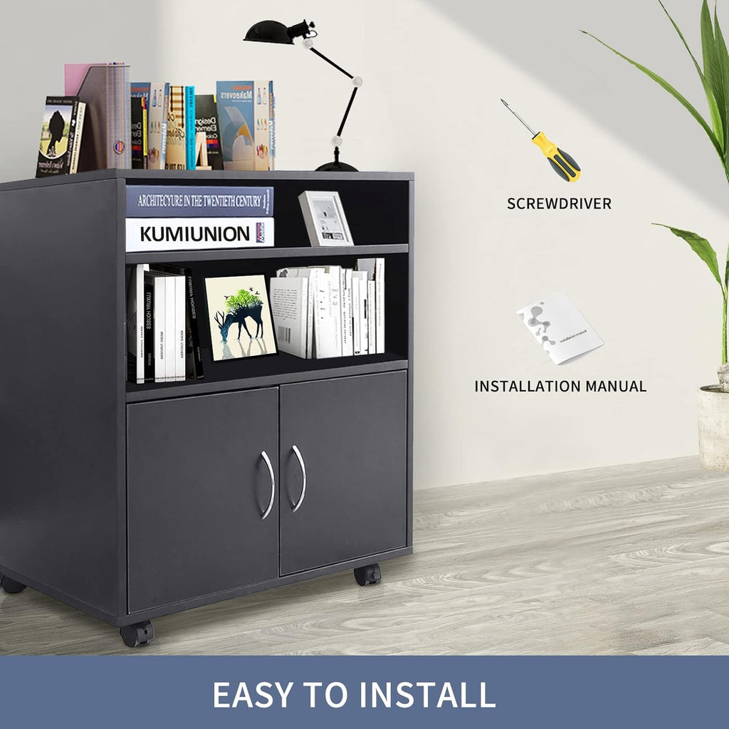 Black 3 Drawer Rolling File Cabinet with Wheels V921