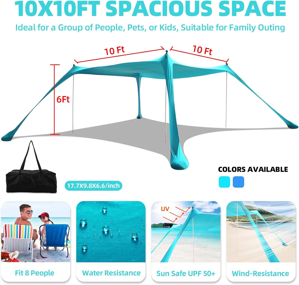 10x10 FT Pop Up Beach Sun Shade Tent with Carrying Bag H742
