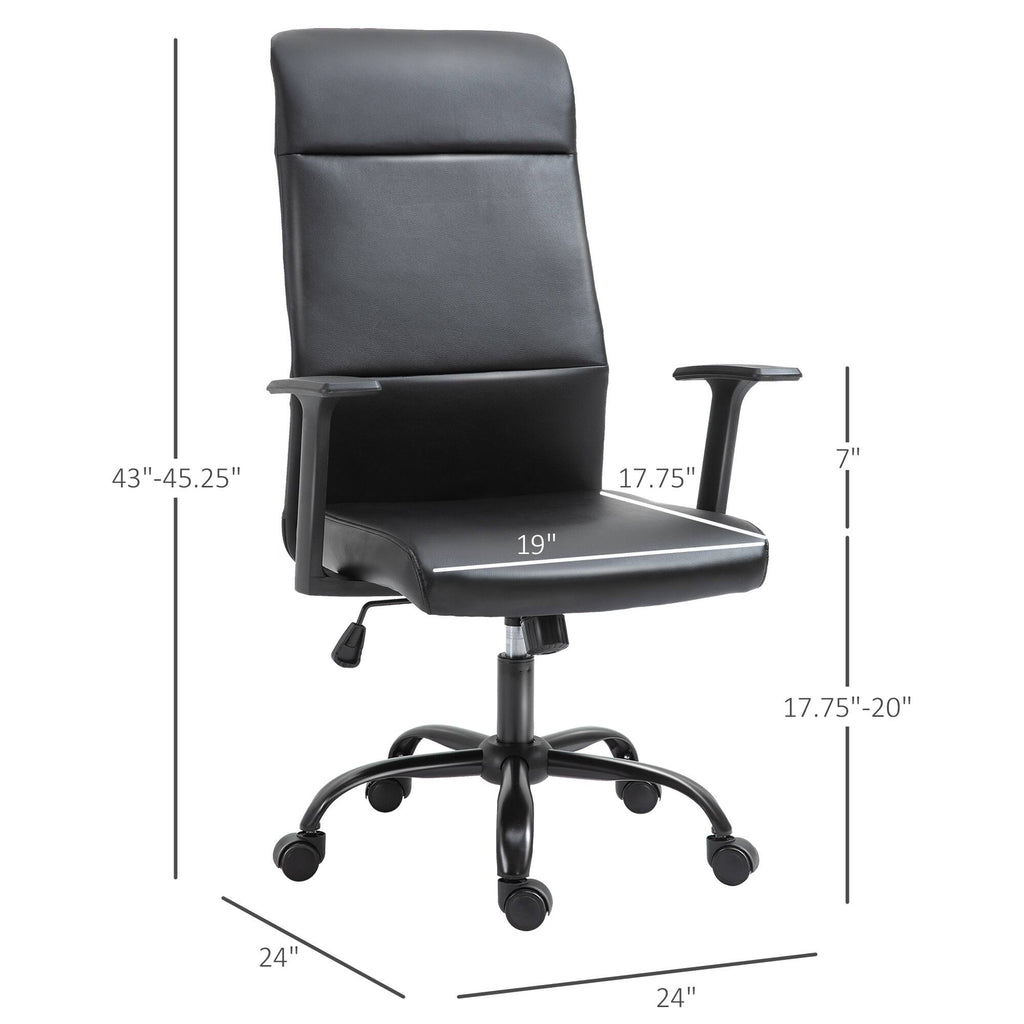 Faux Leather High-Back Office Chair with Adjustable Height, Metal Legs T2004