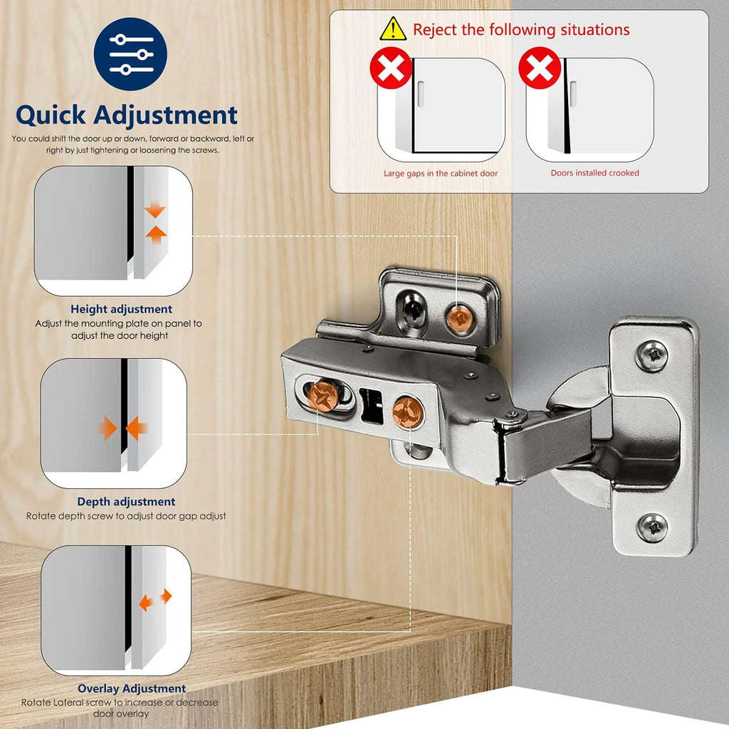 30 Pack 15 Pairs Soft Close Cabinet Door Hinges F494