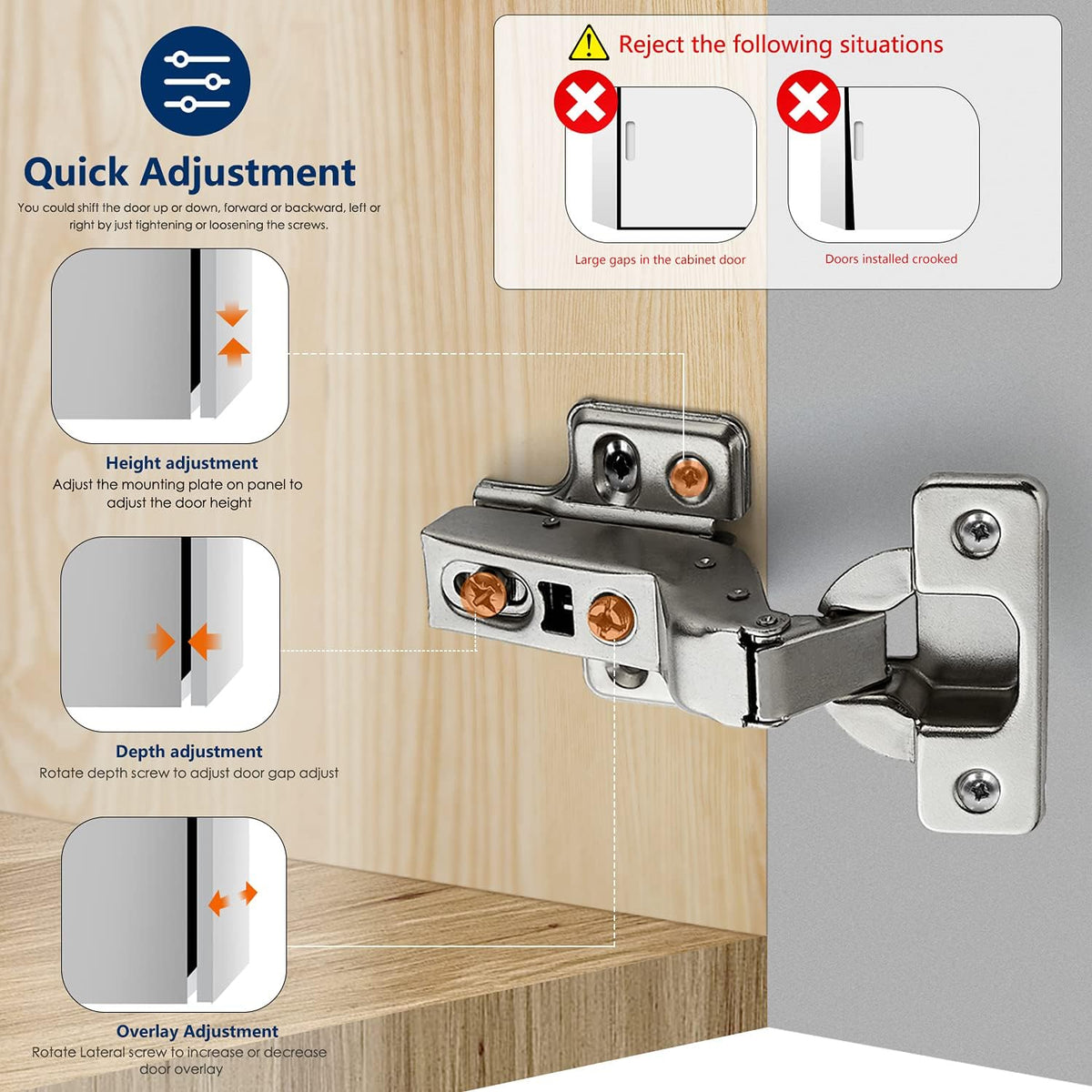 30 Pack 15 Pairs Soft Close Cabinet Door Hinges F494