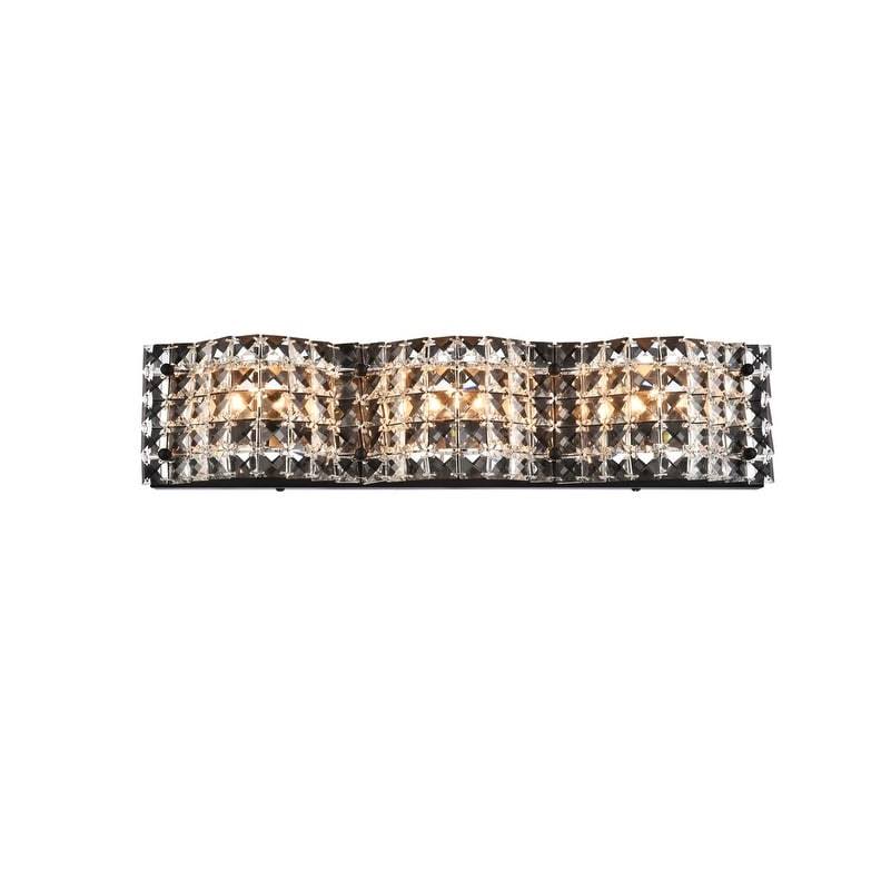 3 Light Bath Sconce with Clear Crystals Black Y66866