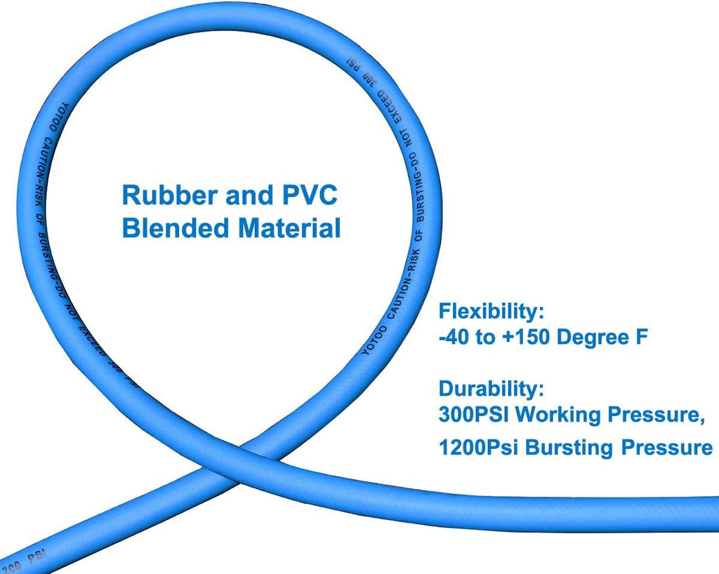 Hybrid Air Hose 3/8-Inch by 100-Feet 300 PSI Heavy Duty, Lightweight, Kink Resistant, Blue Pack of 2 I656