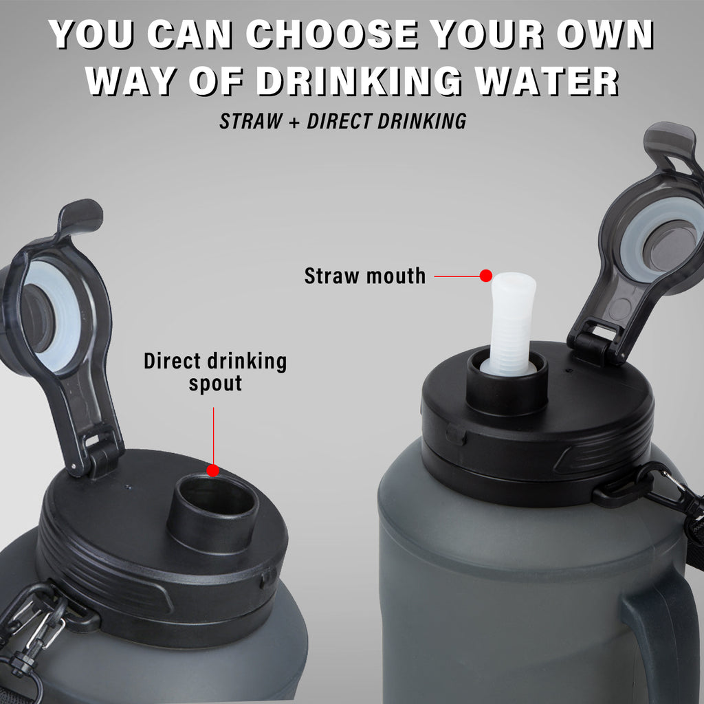 64 oz Half Gallon 2L Water Bottle with Straw Spout and Carrying Handle L475