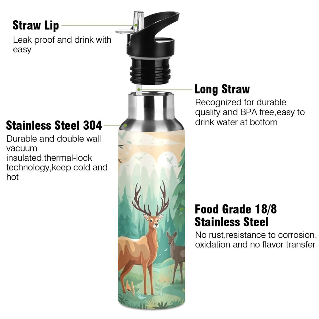 Insulated Thermos Kids Stainless Steel Bottle with Straw Lid Flask, 20 oz C3067