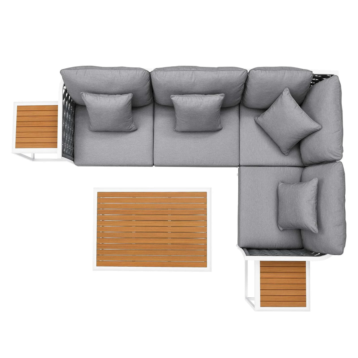 White Gray 7 Piece Aluminum Outdoor Sectional Sofa Set L137