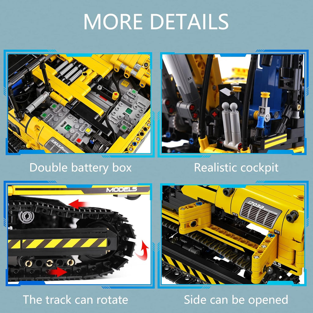 Excavators Building Kits, 1828 Pieces with Motor/APP Remote Control U606