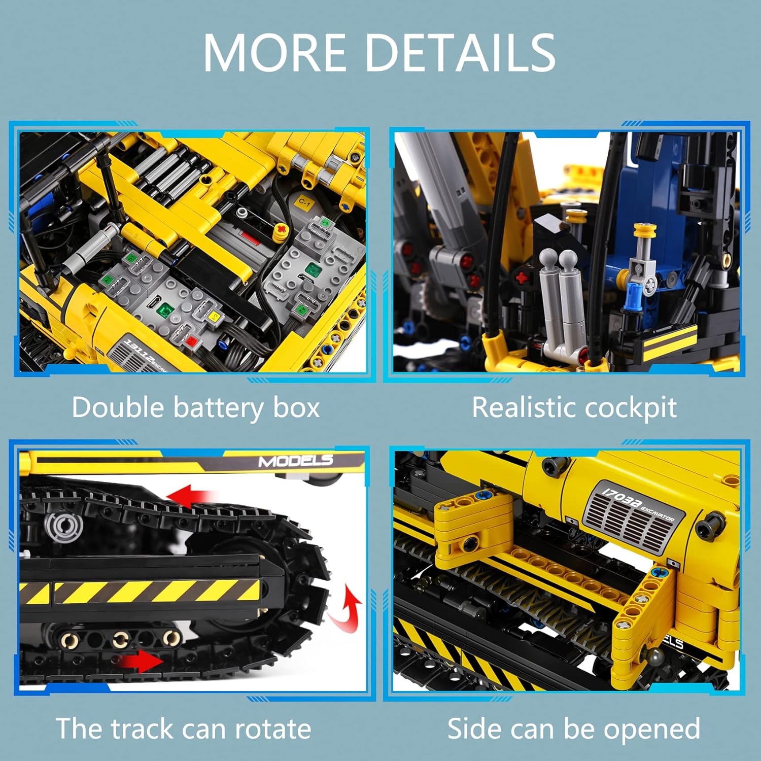 Excavators Building Kits, 1828 Pieces with Motor/APP Remote Control U606