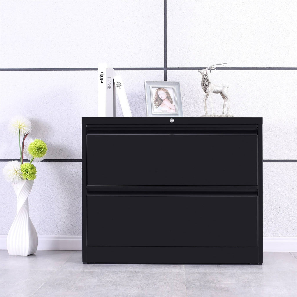 White 2-Drawer Lateral File Cabinet with Lock I15560