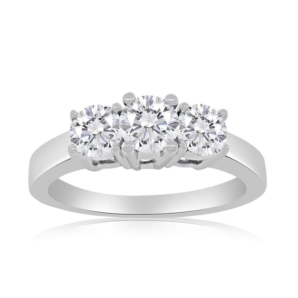 10k White Gold Three Stone Diamond Ring B3175