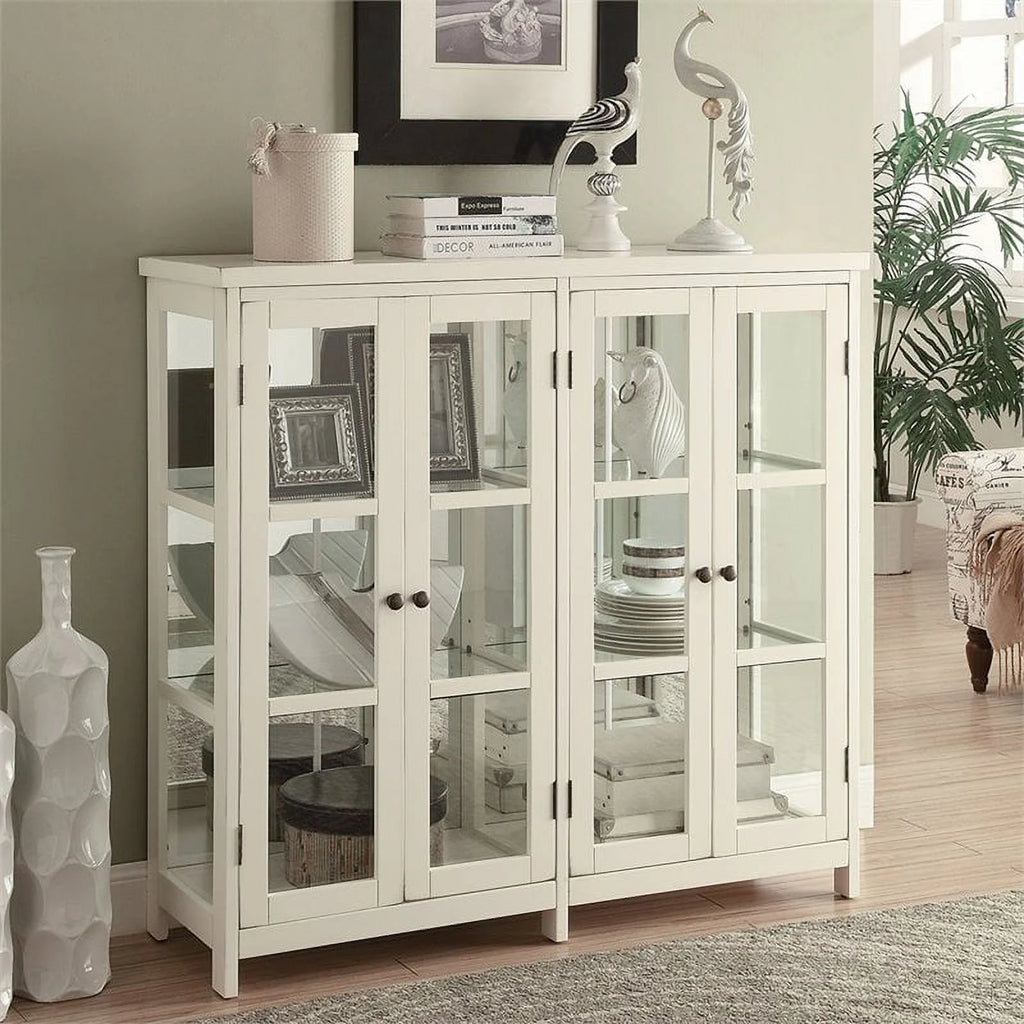 White 4 Door Glass Curio Cabinet E5770