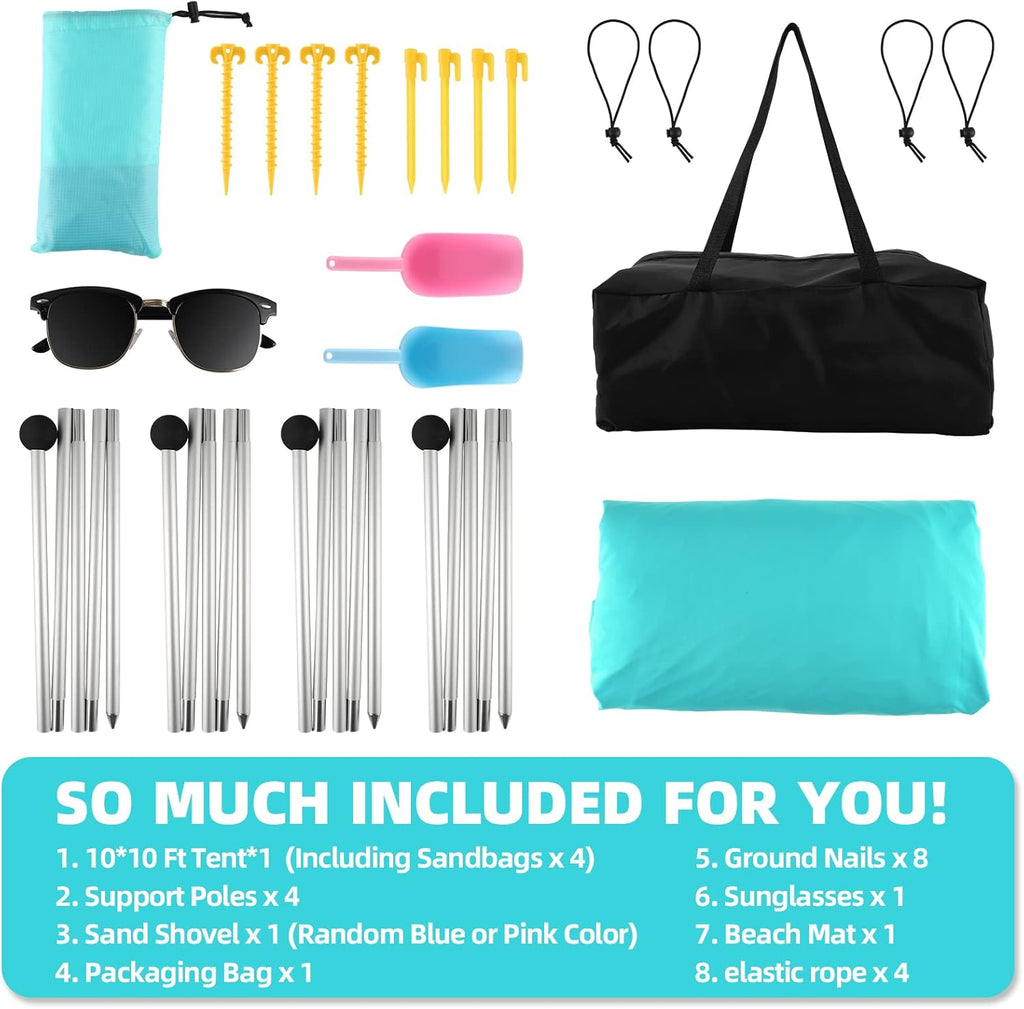 10x10 FT Pop Up Beach Sun Shade Tent with Carrying Bag H742