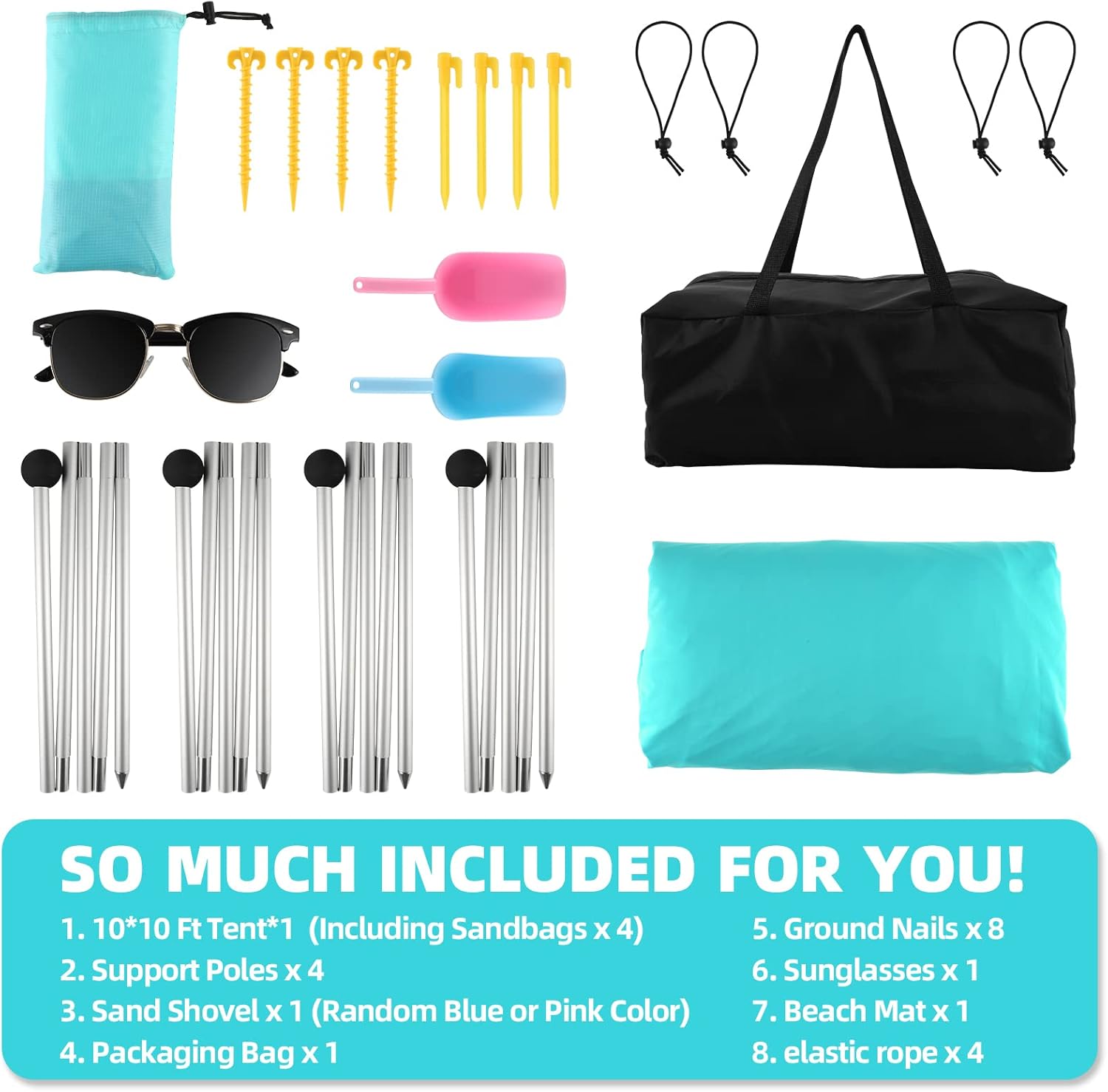 10x10 FT Pop Up Beach Sun Shade Tent with Carrying Bag H742