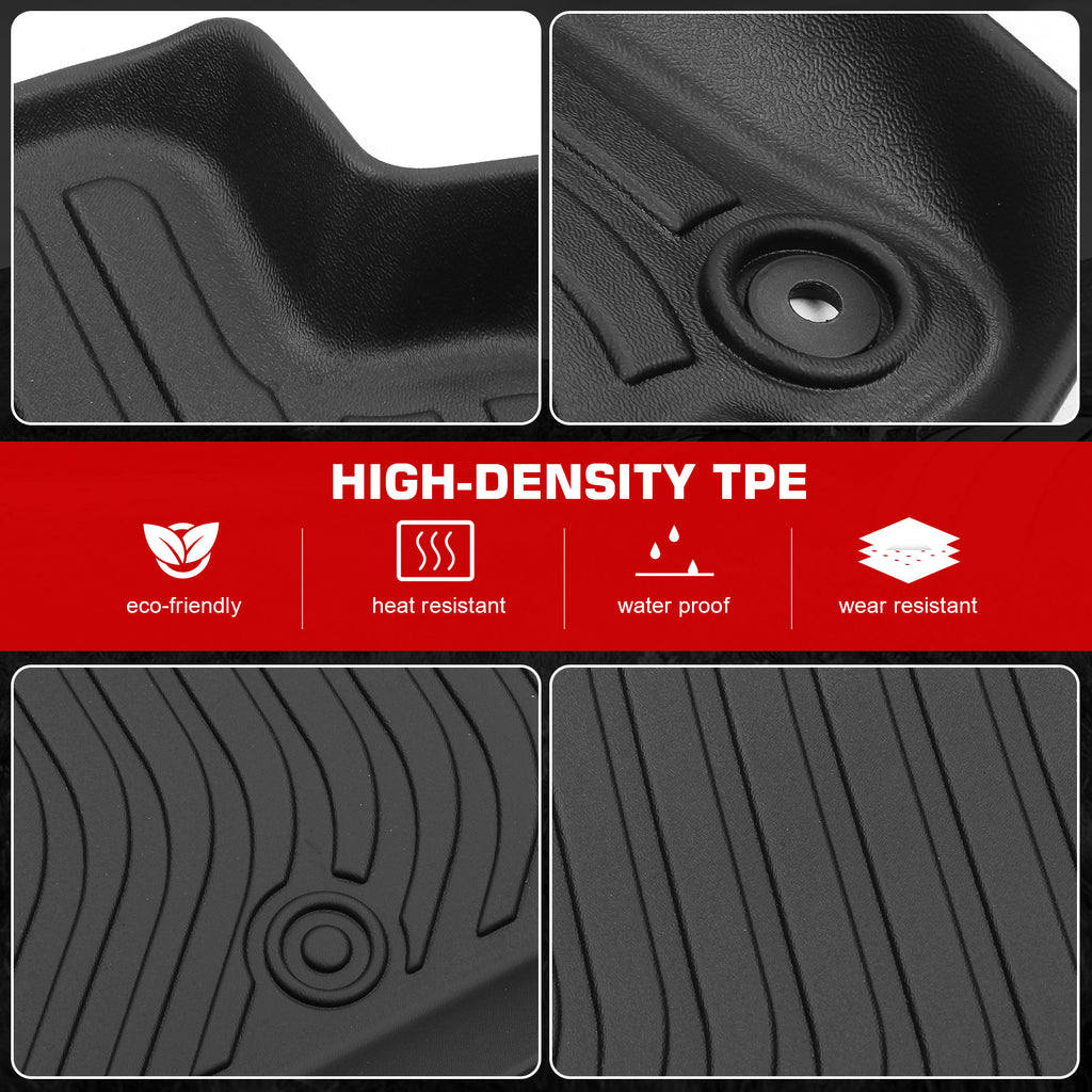 Black TPE 4PC Floor Mats for 2022-2023 Tesla Model X 6 Seats H4357