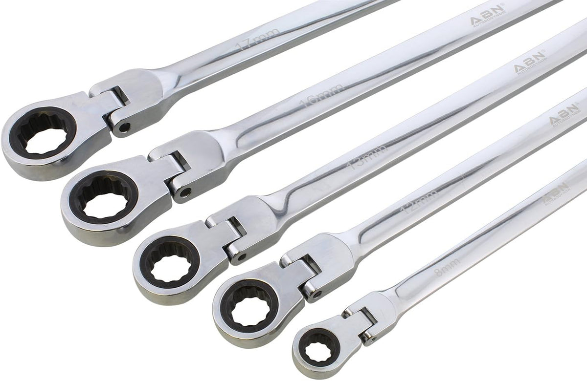 5pc Ratcheting Wrench Set Double End Flex Head Metric R673