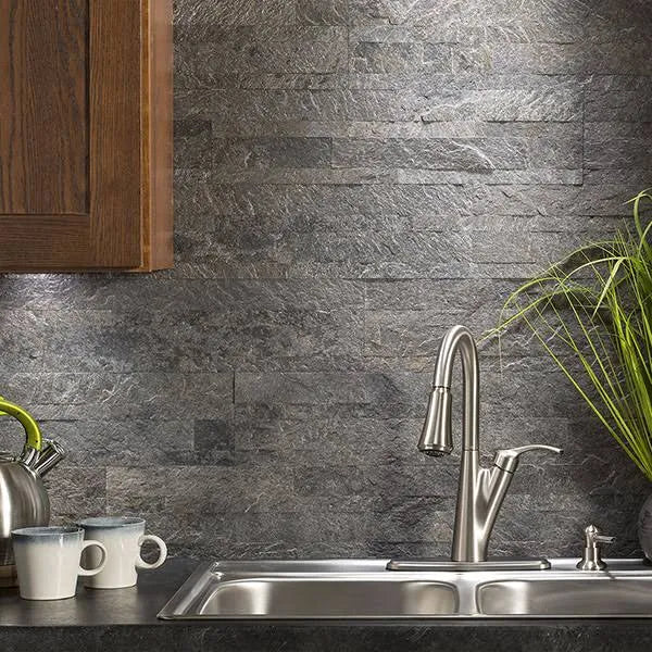 Peel and Stick Stone Overlay Kitchen Backsplash Frosted Quartz Approx 15 Sq ft Kit Z150