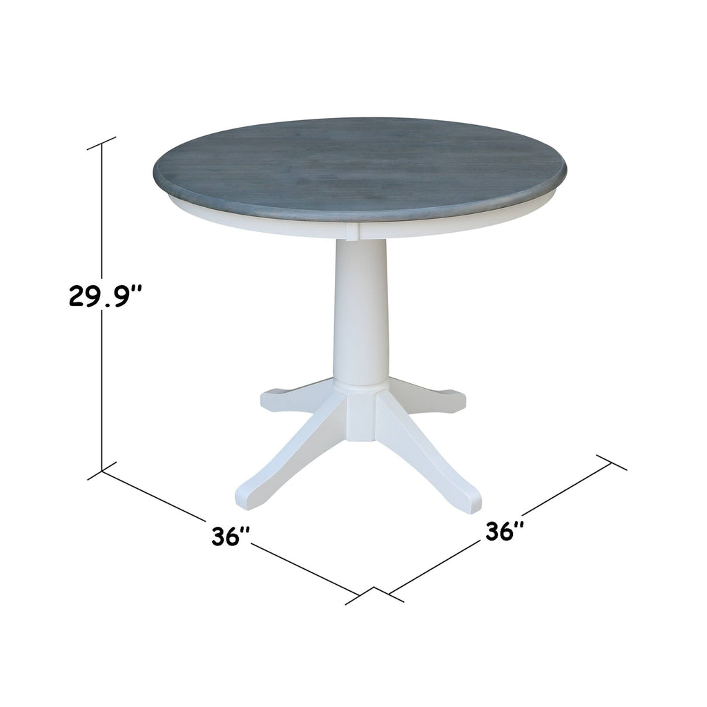 White/Heather Gray Round Top Pedestal Table J58949