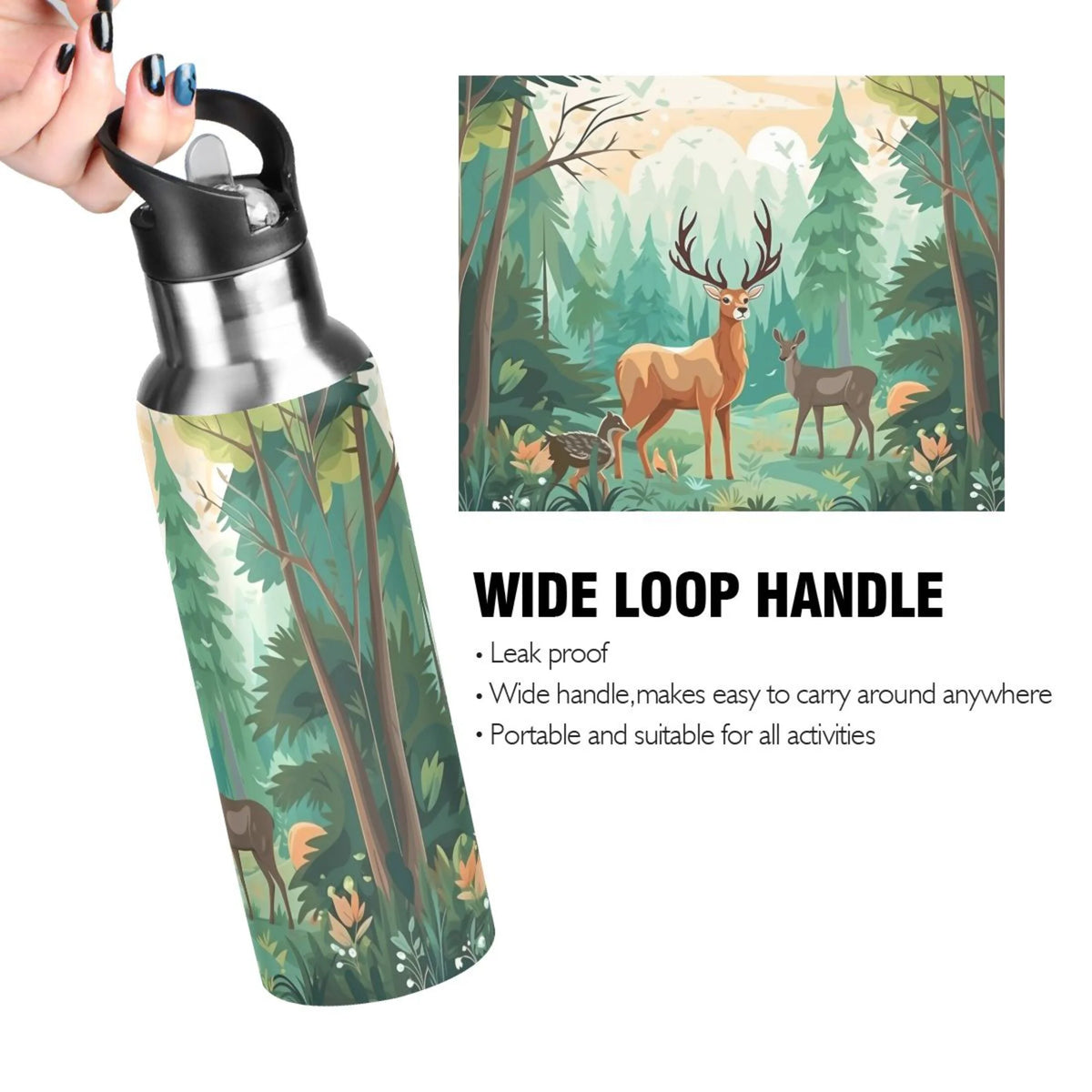 Insulated Thermos Kids Stainless Steel Bottle with Straw Lid Flask, 20 oz C3067
