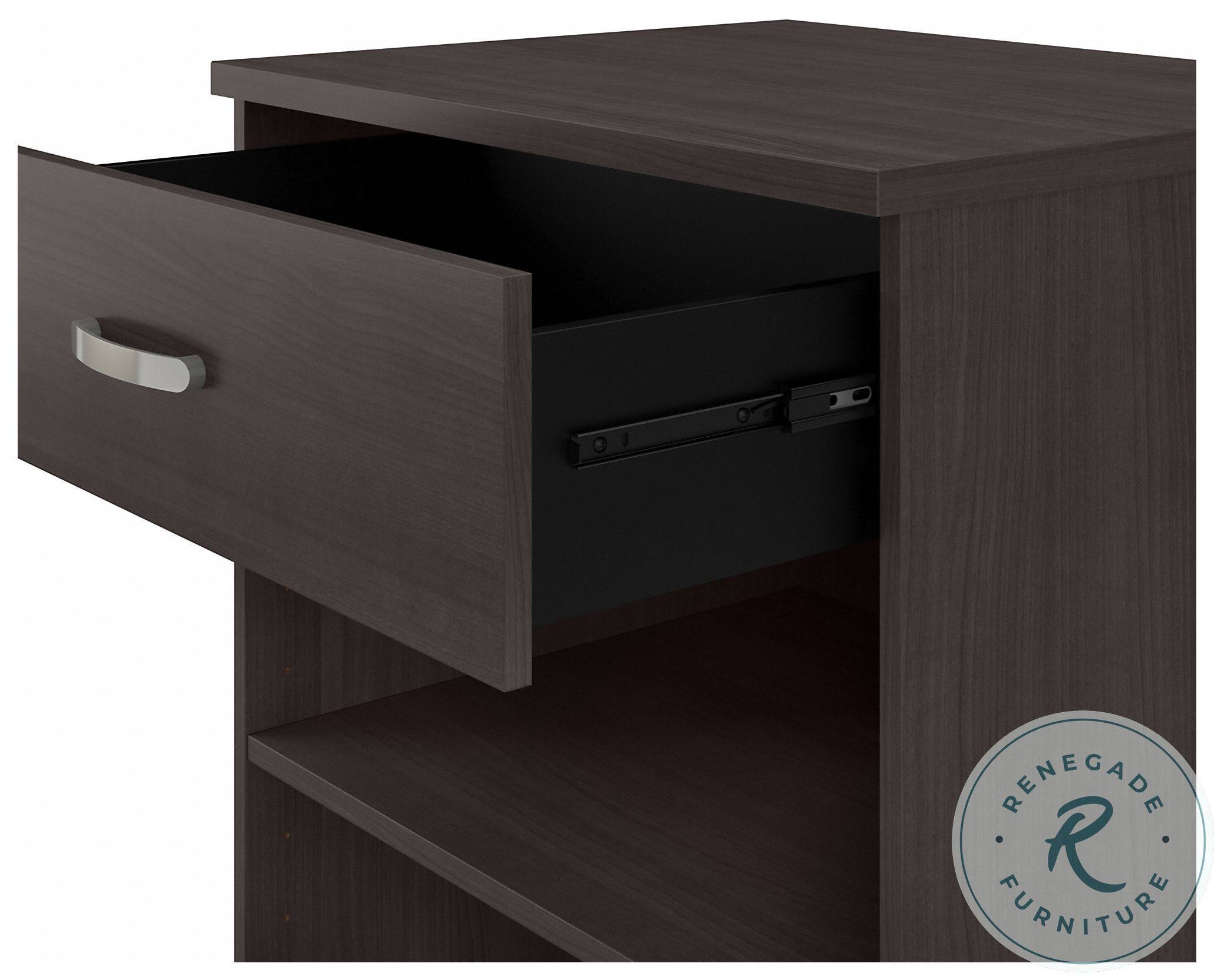 Storm Gray Floor Storage Cabinet with Drawer and Shelves U50068