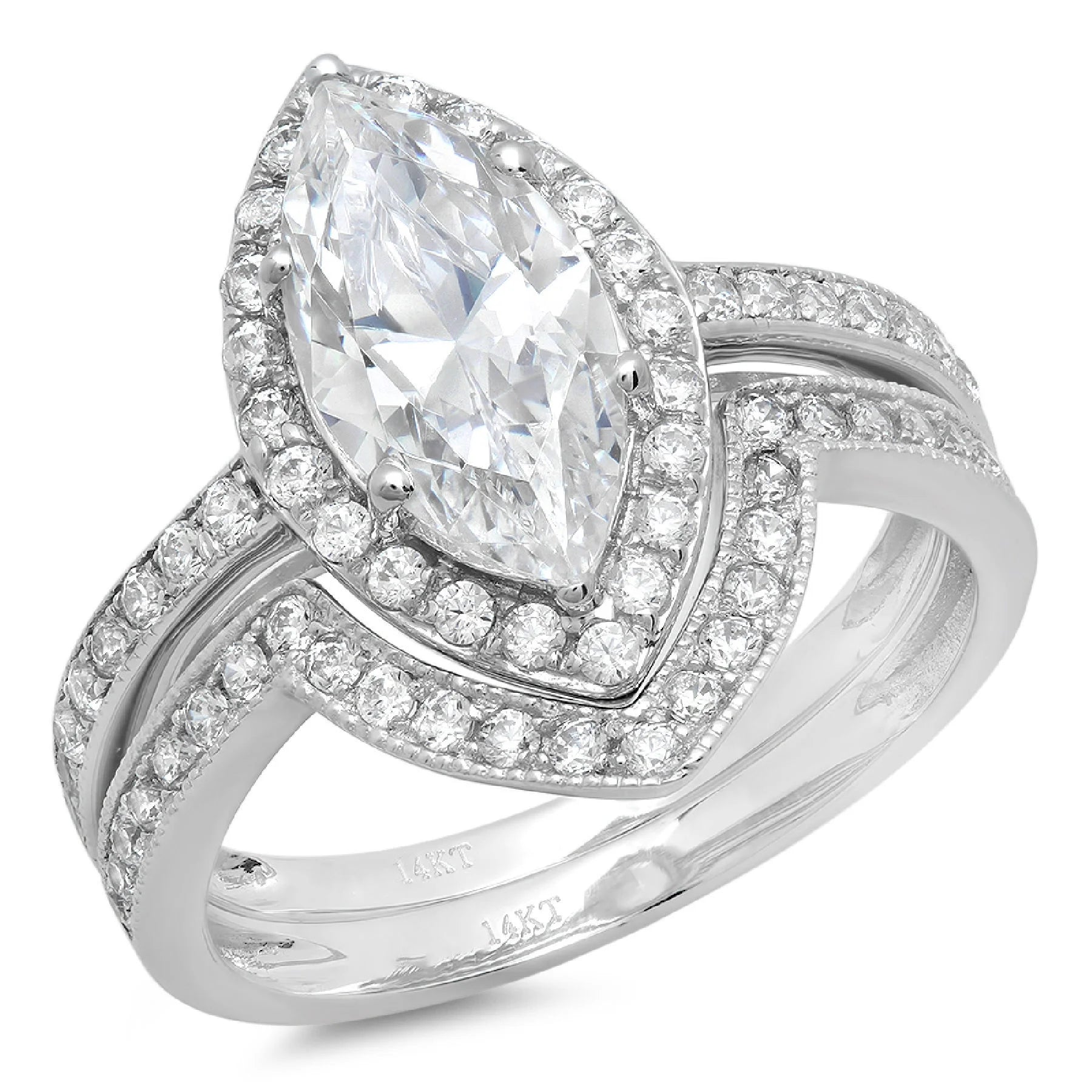 18K White Gold Halo Diamond Engagement Ring N16407