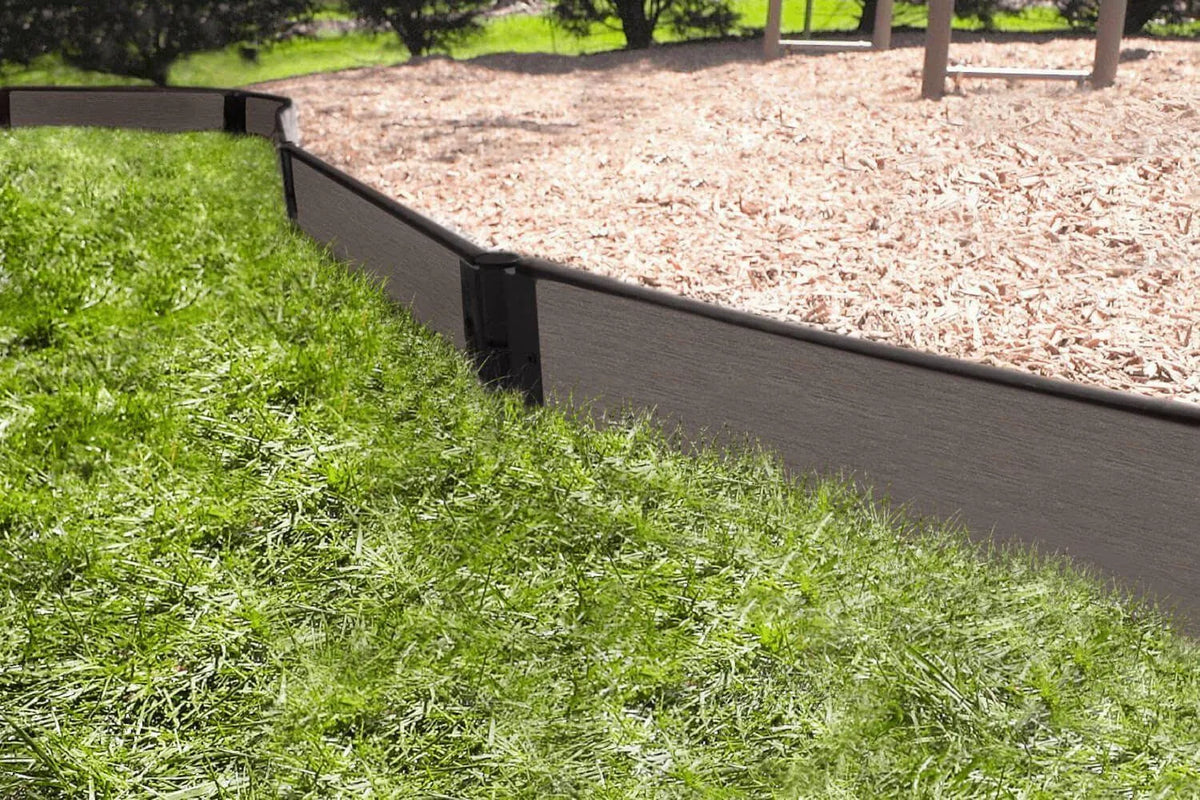 Curved Playground Border, 32 Feet / 1 inch / Weathered Wood T4726