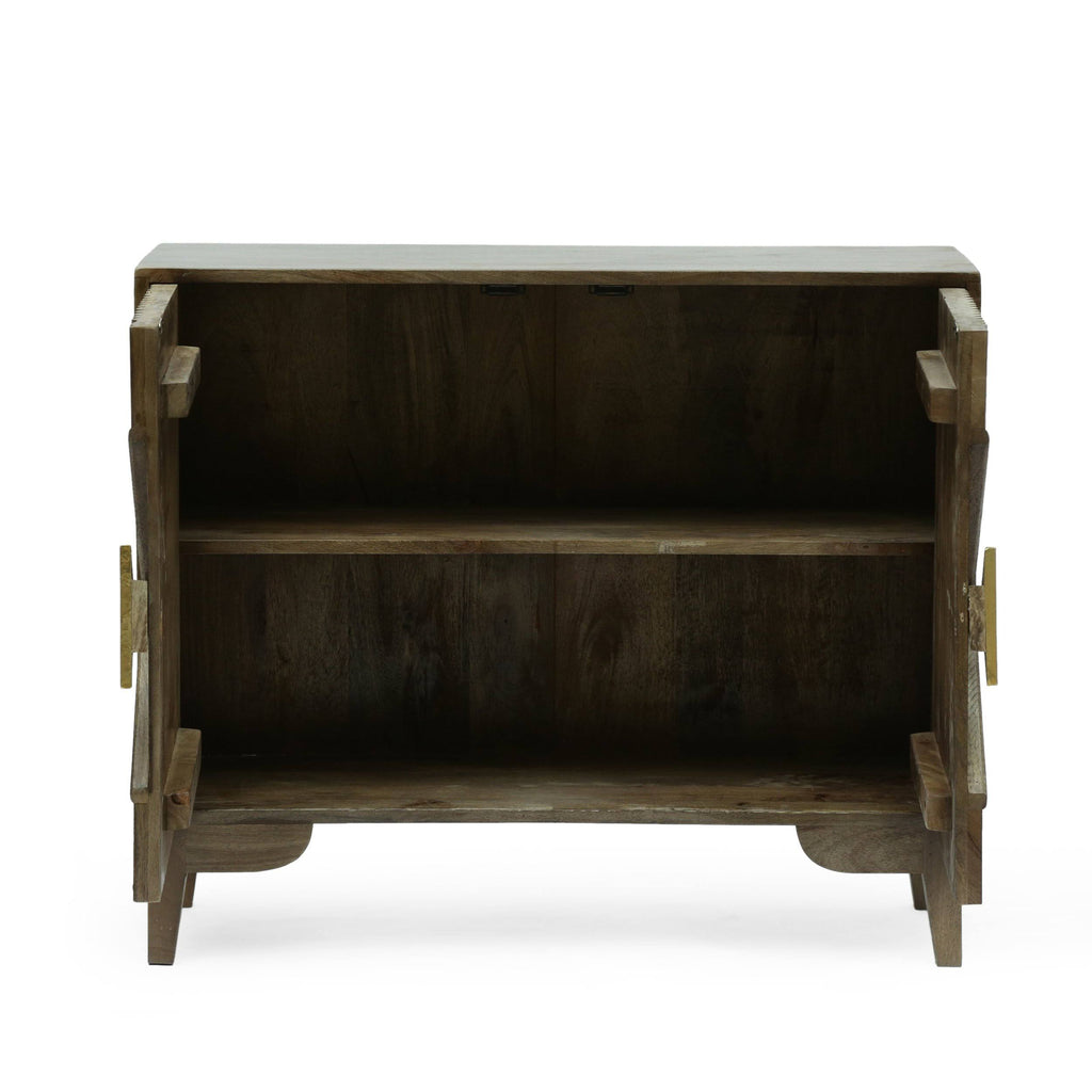 Light Gray 2 Door Mango Wood Cabinet Q76383