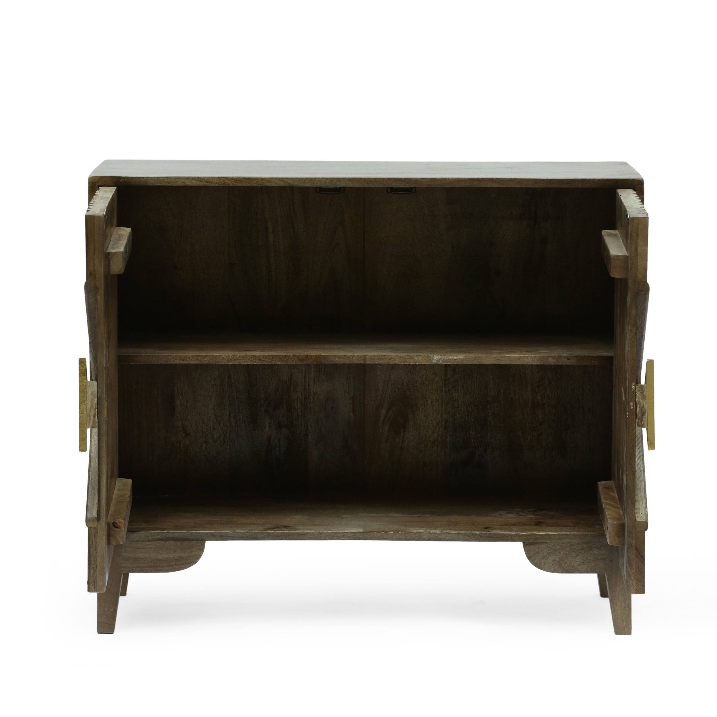 Light Gray 2 Door Mango Wood Cabinet Q76383