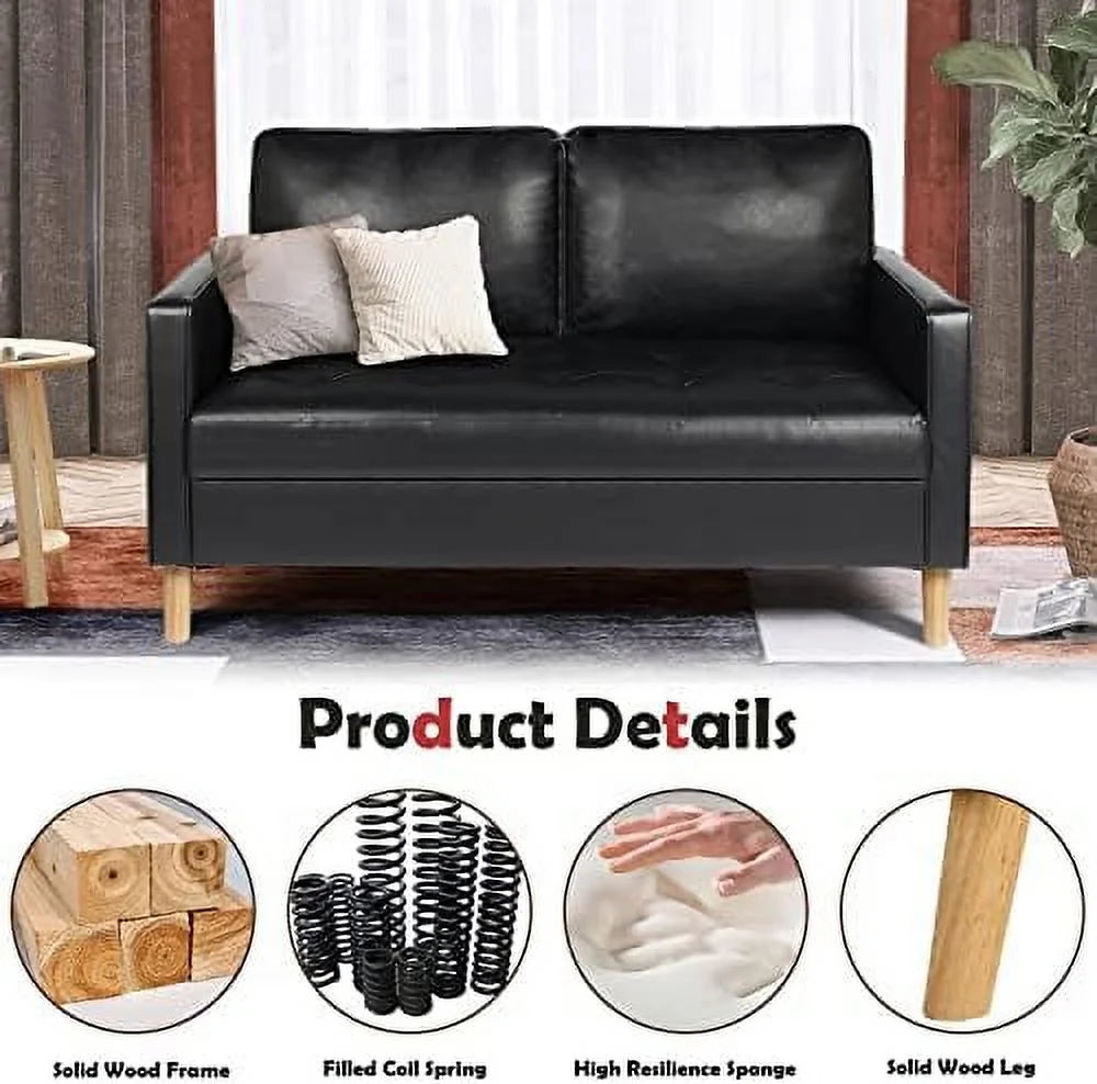 Black Faux Leather Accent Chair with Arms P622950
